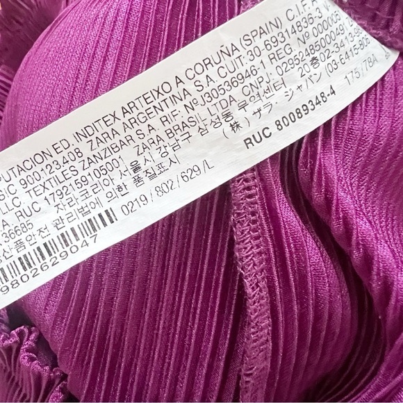 Zara Purple Ribbed Pull on Ruffle Elastic Waist Shorts Size Large Shiny Stretch - Picture 7 of 8